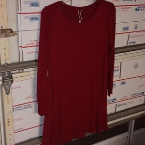 No Brand Tag Size XXL Red Long Sleeve Dress (SKU 605)